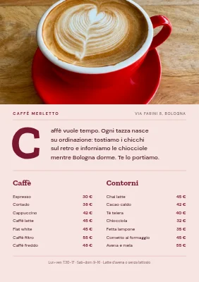 Coffee bar — menu con un grande capolettera