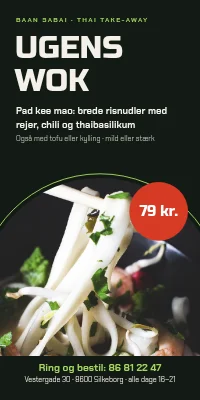 Dørplakat til thai take-away — ugens wok