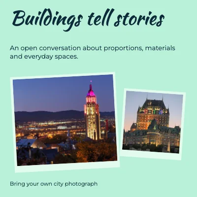 Buildings tell stories · travel stamps