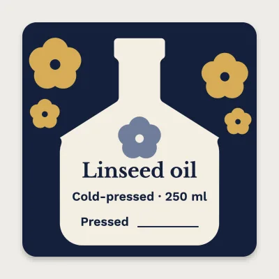 Linseed oil in a bottle window