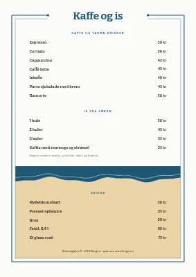 Side 2 av Strandkafé — meny på to sider