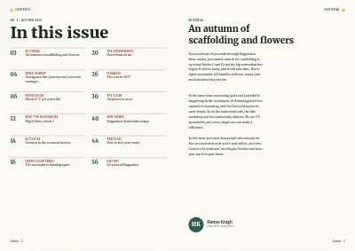 Pages 2–3 of Member magazine for a housing association – 64 pages