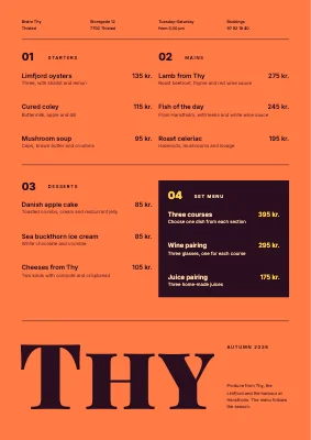 Bistro — autumn menu
