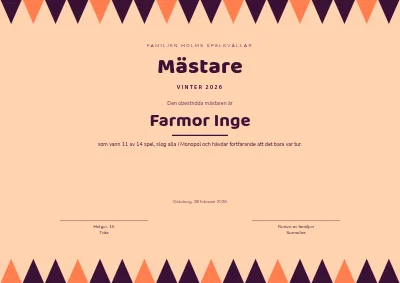 Diplom — mästare i sällskapsspel