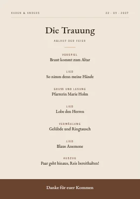 Seite 2 von Hochzeits-Liederheft — klassische weiße Rose