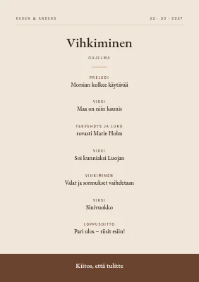 Sivu 2 – Hääsanavihko — klassinen valkoinen ruusu