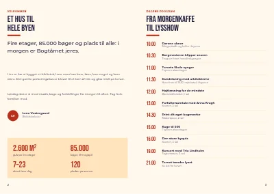 Side 2–3 af Program for indvielse af nyt bibliotek – 8 sider