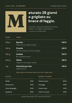 Steakhouse — menu con capolettera