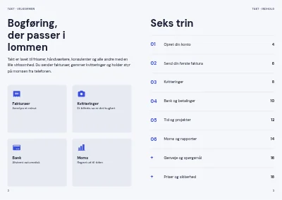 Side 2–3 af Brugerguide til app for små virksomheder – 20 sider
