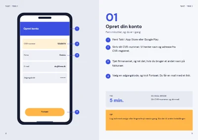 Side 4–5 af Brugerguide til app for små virksomheder – 20 sider