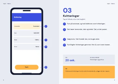 Side 8–9 af Brugerguide til app for små virksomheder – 20 sider