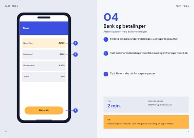 Side 10–11 af Brugerguide til app for små virksomheder – 20 sider