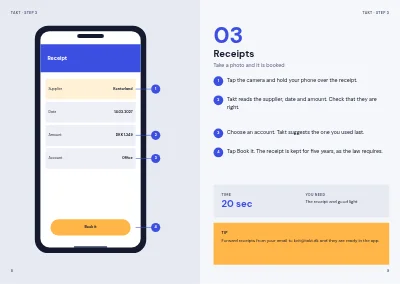 Pages 8–9 of User guide to an app for small businesses – 20 pages