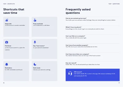 Pages 16–17 of User guide to an app for small businesses – 20 pages
