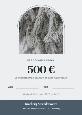 Kerstcadeaubon — kwekerij
