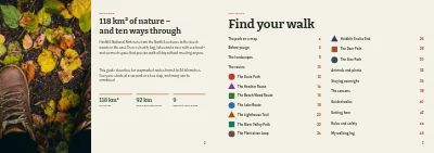 Pages 2–3 of Hiking guide to a national park – 48 pages