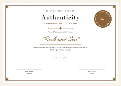 Certificate of authenticity — handmade ceramics