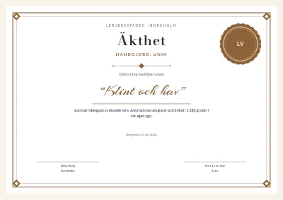 Äkthetsintyg — handgjord keramik