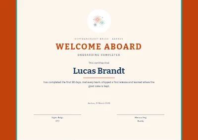 Certificate — onboarding completed
