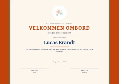 Diplom — gjennomført onboarding
