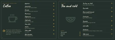 Pages 2–3 of Menu for a café – 8 pages