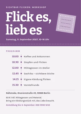 Workshop-Einladung — sichtbares Flicken