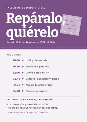 Invitación a taller — remiendo visible