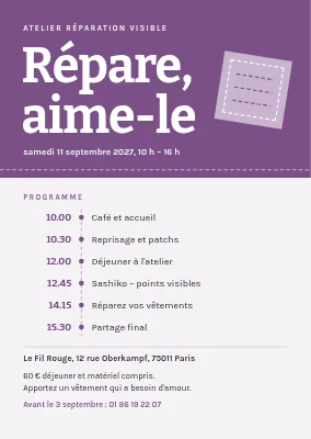 Invitation à un atelier — raccommodage visible