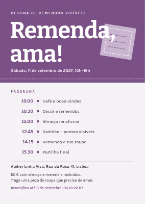 Convite para workshop — remendo visível