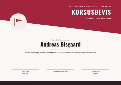 Kursusbevis — havkajak