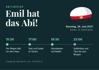 Abschlussfeier — Zeitplan vom Wagen bis zum Tanzen