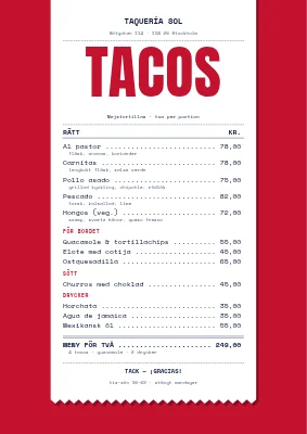Taqueria — kvittomeny