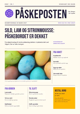 Påskelunsj — meny som avisforside
