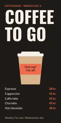 Door poster for a café — coffee to go
