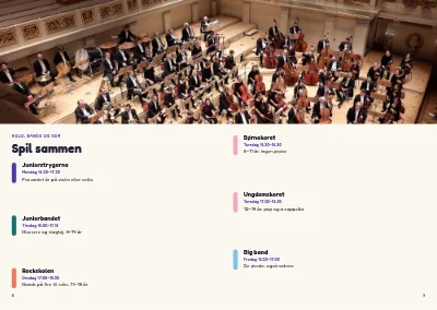 Side 8–9 af Sæsonprogram for musikskole – 16 sider