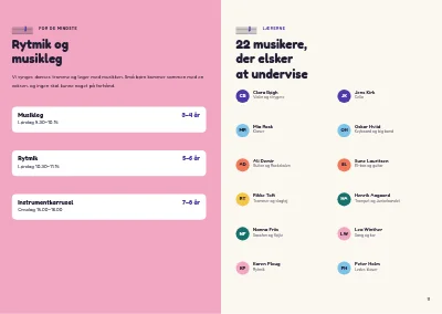 Side 10–11 af Sæsonprogram for musikskole – 16 sider