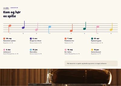 Side 12–13 af Sæsonprogram for musikskole – 16 sider