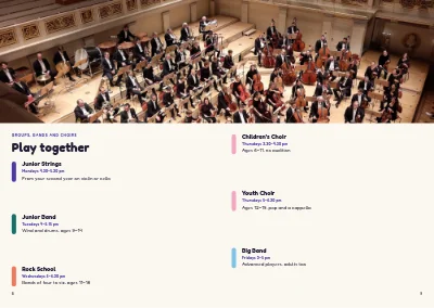 Seiten 8–9 von Season programme for a music school – 16 pages