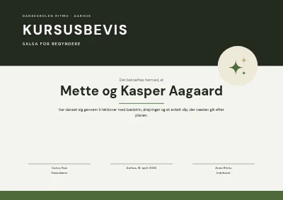Kursusbevis — salsa