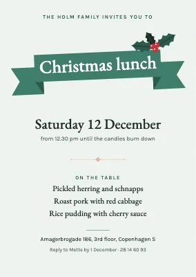 Christmas lunch — ribbon invitation