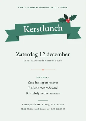 Kerstlunch — uitnodiging met lint