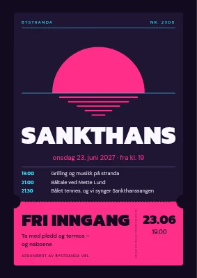 Sankthansaften på stranden — billettplakat