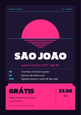 Véspera de solstício de verão na praia — cartaz de bilhetes