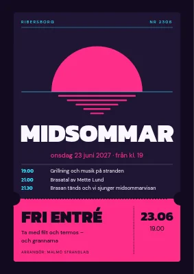Midsommarafton på stranden — biljettaffisch