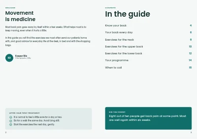 Pages 2–3 of Patient guide from a chiropractor – 16 pages