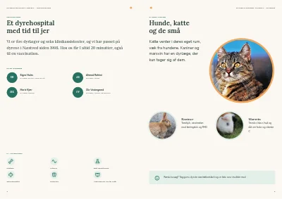 Side 2–3 af Klinikbrochure for dyrlæge – 12 sider