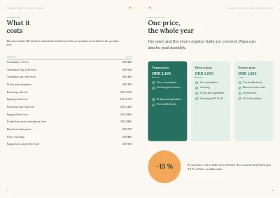 Pages 4–5 of Clinic brochure for a veterinary practice – 12 pages