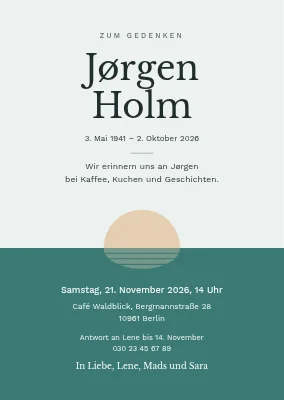 Gedenkfeier — Einladung