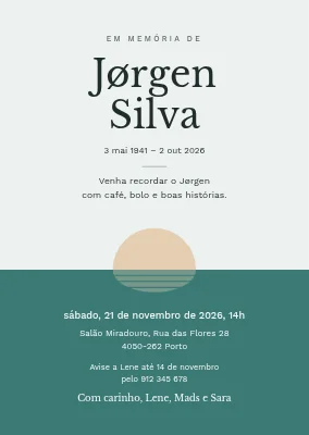 Cerimónia em memória — convite