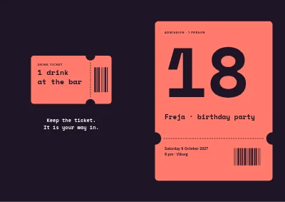 18th birthday with an admission ticket
